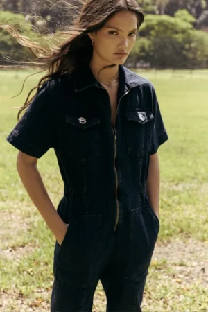 Macacão jeans zíper